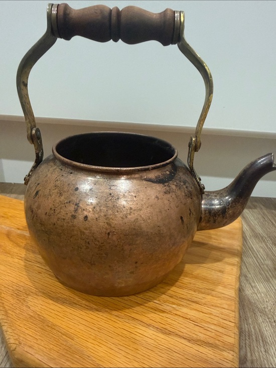 Tagus Other - VTG Antique Tagus Copper Kettle Tea Pot Portugal Wooden Handle Primitive Country